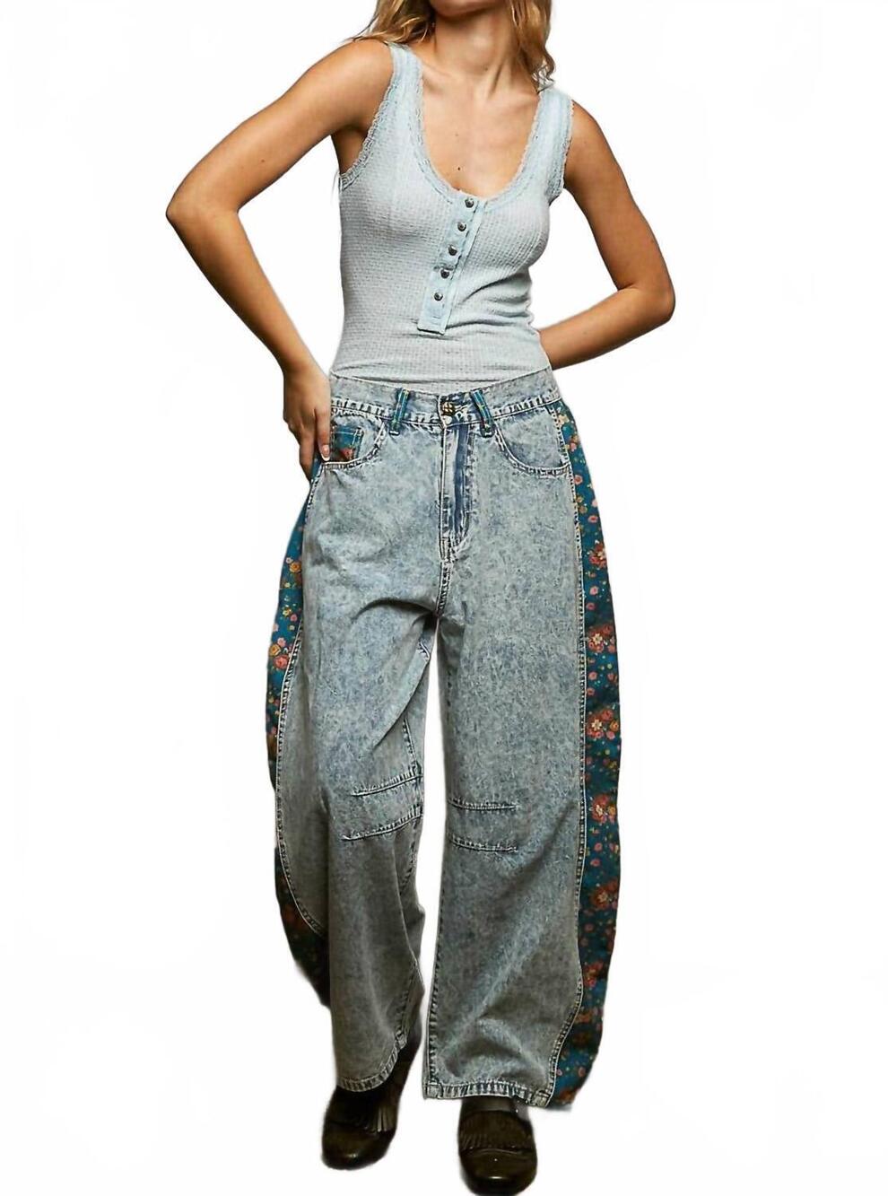NEW POL ribbed knit lace trim sleeveless top in powder blue